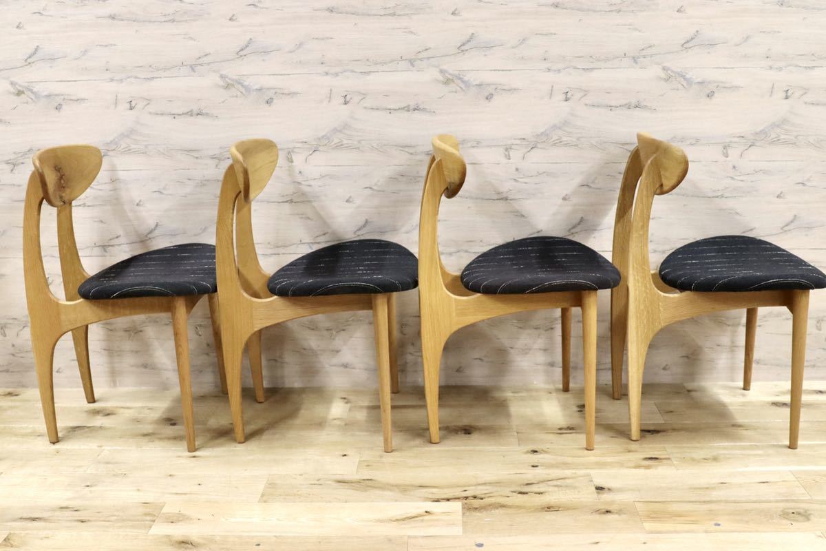 GMFK691○飛騨産業 / HIDA キツツキ 森のことば ibuki ダイニングチェア 椅子 4脚セット オーク無垢材 定価約26.8万 美品