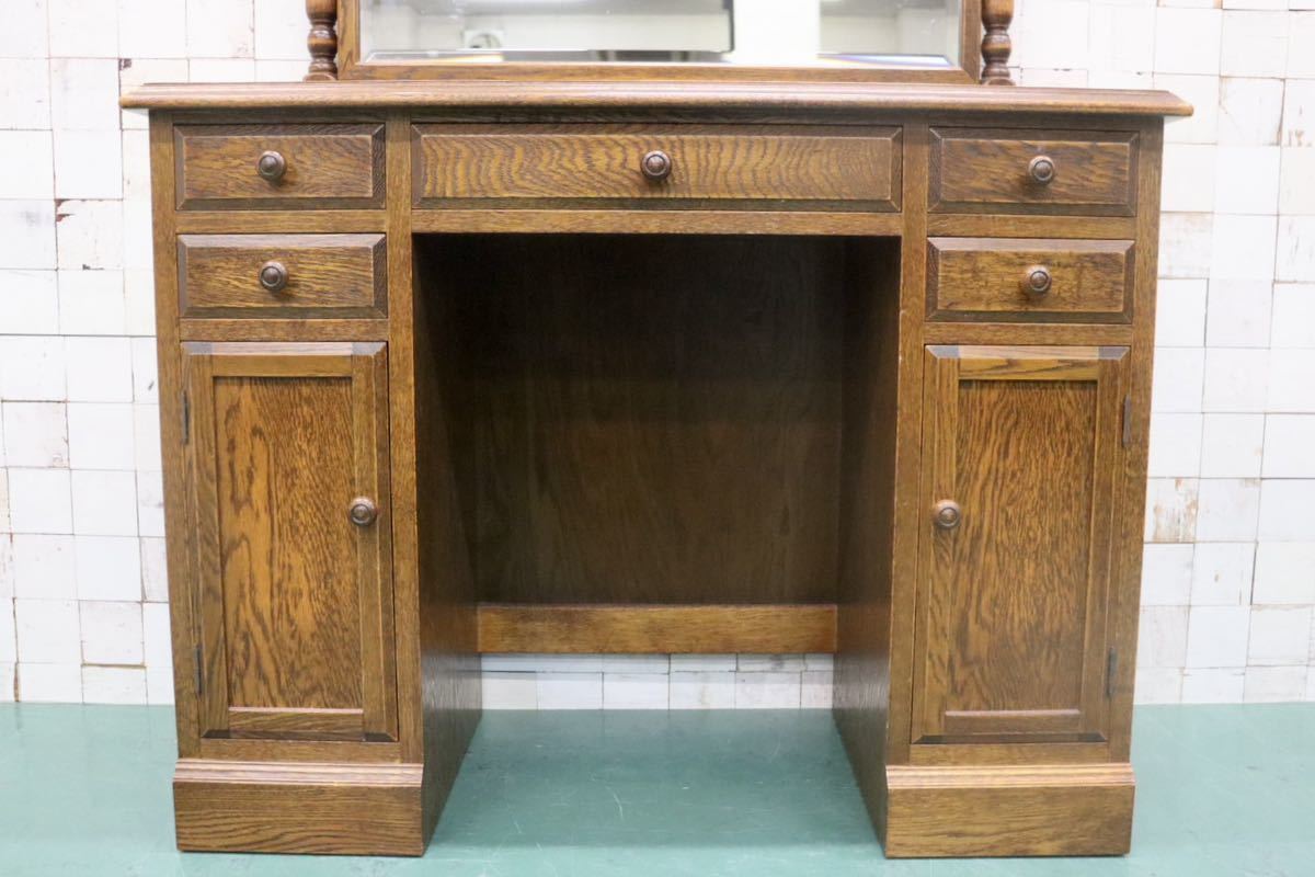 GMFS290○三越家具 Brugge ブルージュ ドレッサー 化粧台 鏡台 スツール ファブリック オーク材 英国カントリー アンティーク 定価約33万