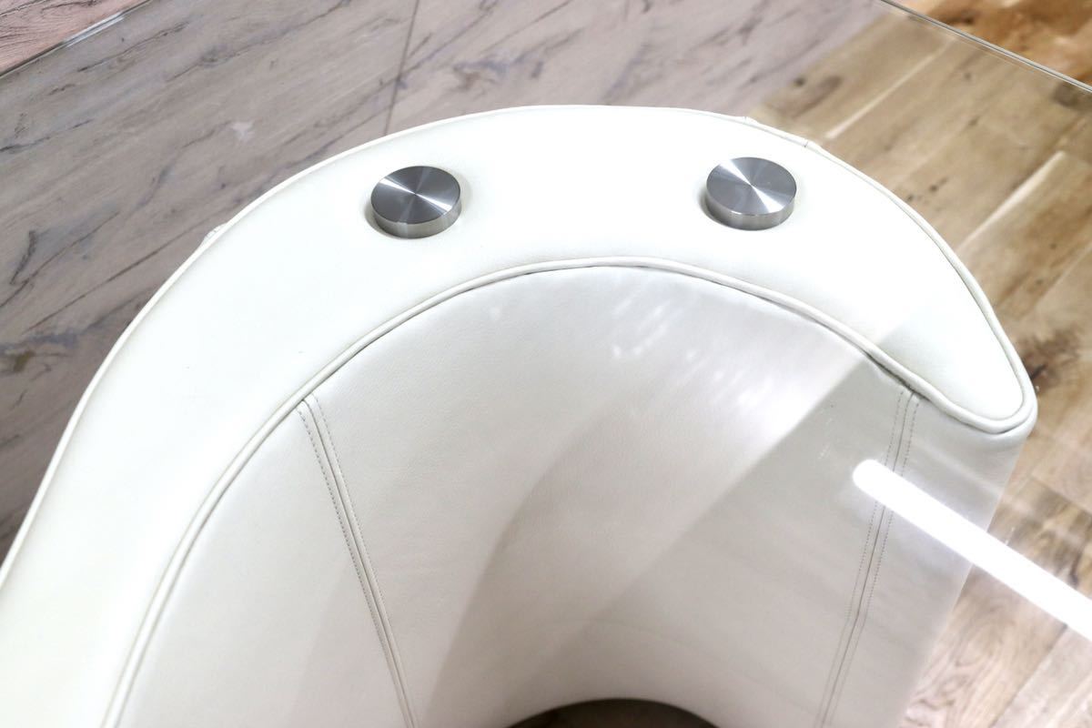 GMFH306○Bretz / ブレッツ ダイニングテーブル ガラス 本革レザー ドイツ ユーロカーサ コンテンポラリー モダン 展示品