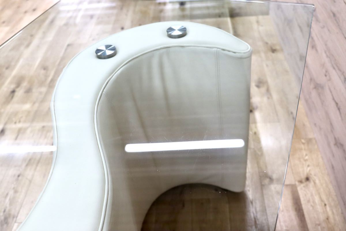 GMFH306○Bretz / ブレッツ ダイニングテーブル ガラス 本革レザー ドイツ ユーロカーサ コンテンポラリー モダン 展示品