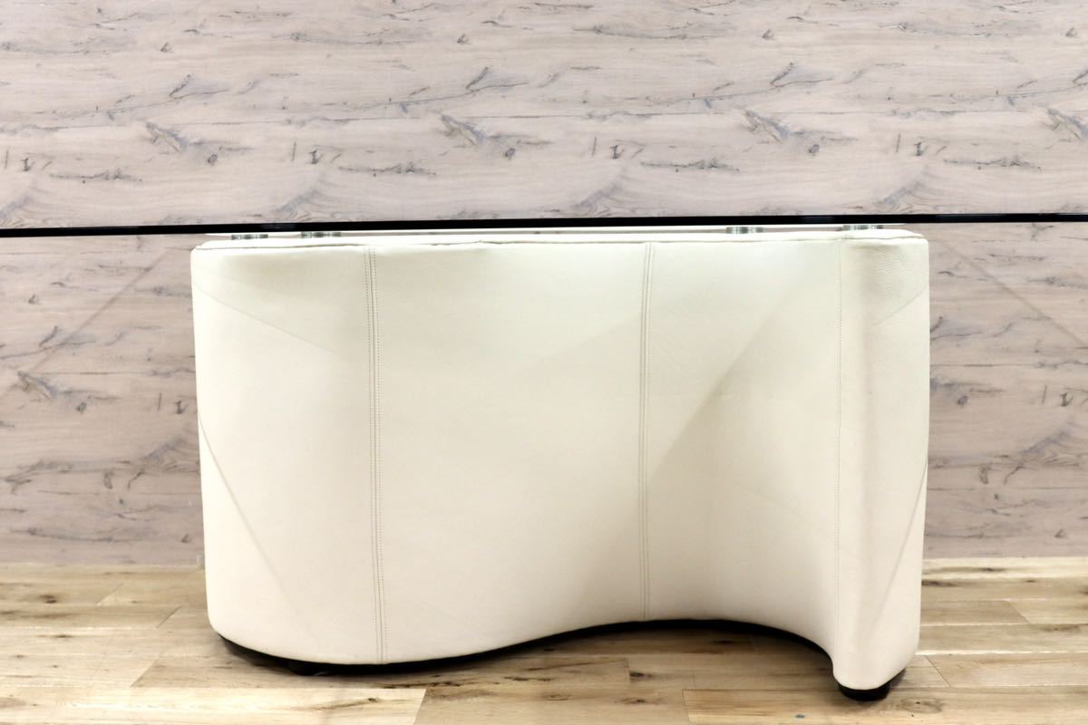 GMFH306○Bretz / ブレッツ ダイニングテーブル ガラス 本革レザー ドイツ ユーロカーサ コンテンポラリー モダン 展示品