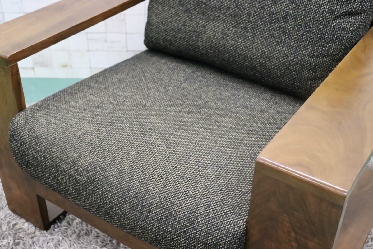 GMFT396○河口家具 DAICHI 大地 バトン 1人掛けソファ シングルソファ 無垢 ウォールナット ファブリック モダン 定価約21万