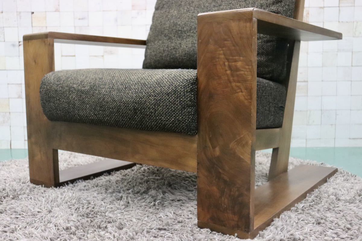 GMFT396○河口家具 DAICHI 大地 バトン 1人掛けソファ シングルソファ 無垢 ウォールナット ファブリック モダン 定価約21万