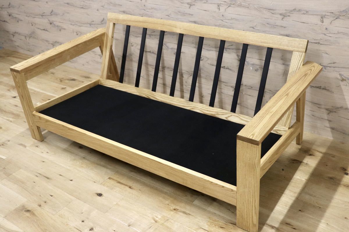 GMFK703○CRASH GATE / クラッシュゲート オーネス 2人掛けソファ ラブソファ ファブリック タモ材 ヘッドレスト 関家具 定価約15万 美品