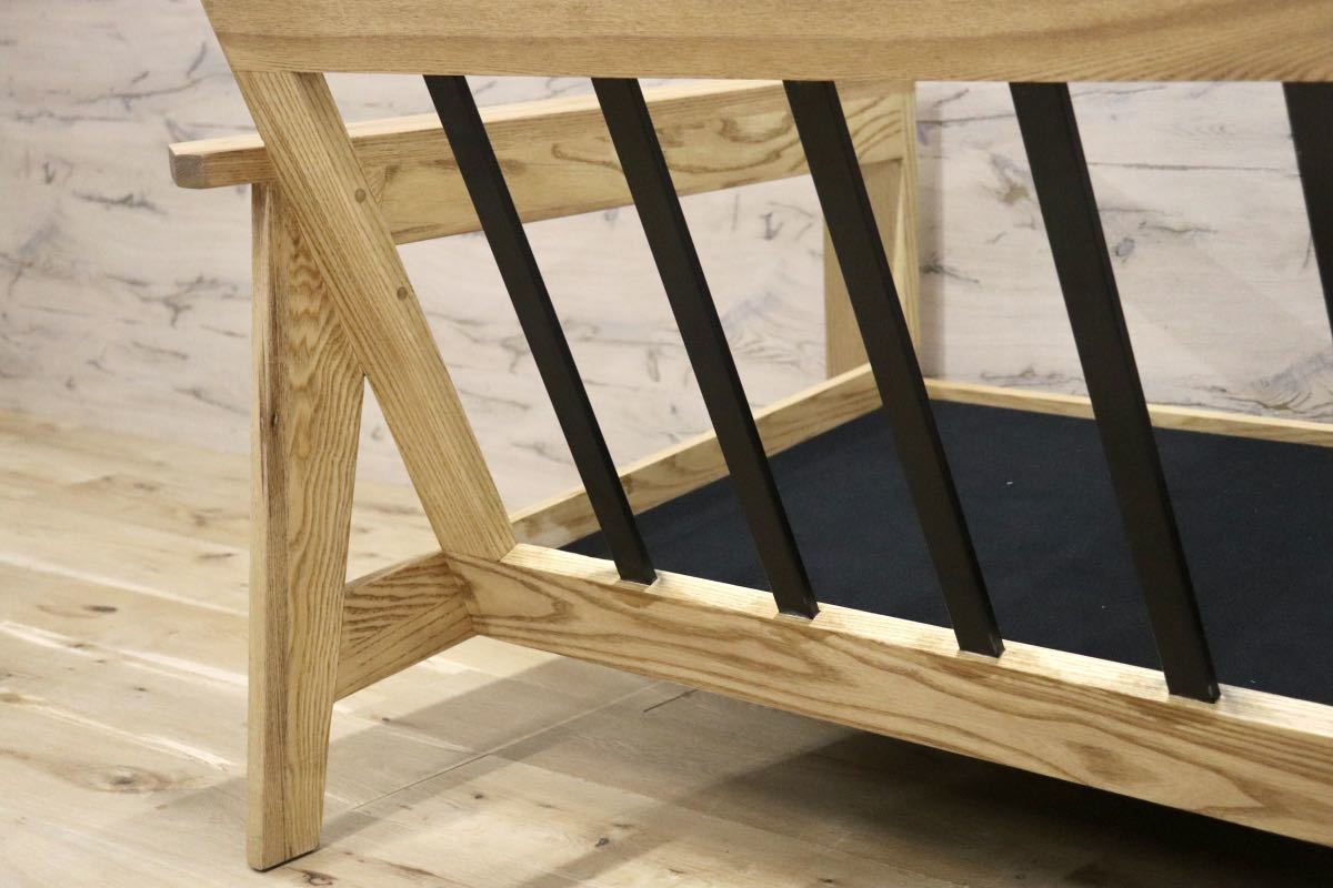 GMFK703○CRASH GATE / クラッシュゲート オーネス 2人掛けソファ ラブソファ ファブリック タモ材 ヘッドレスト 関家具 定価約15万 美品