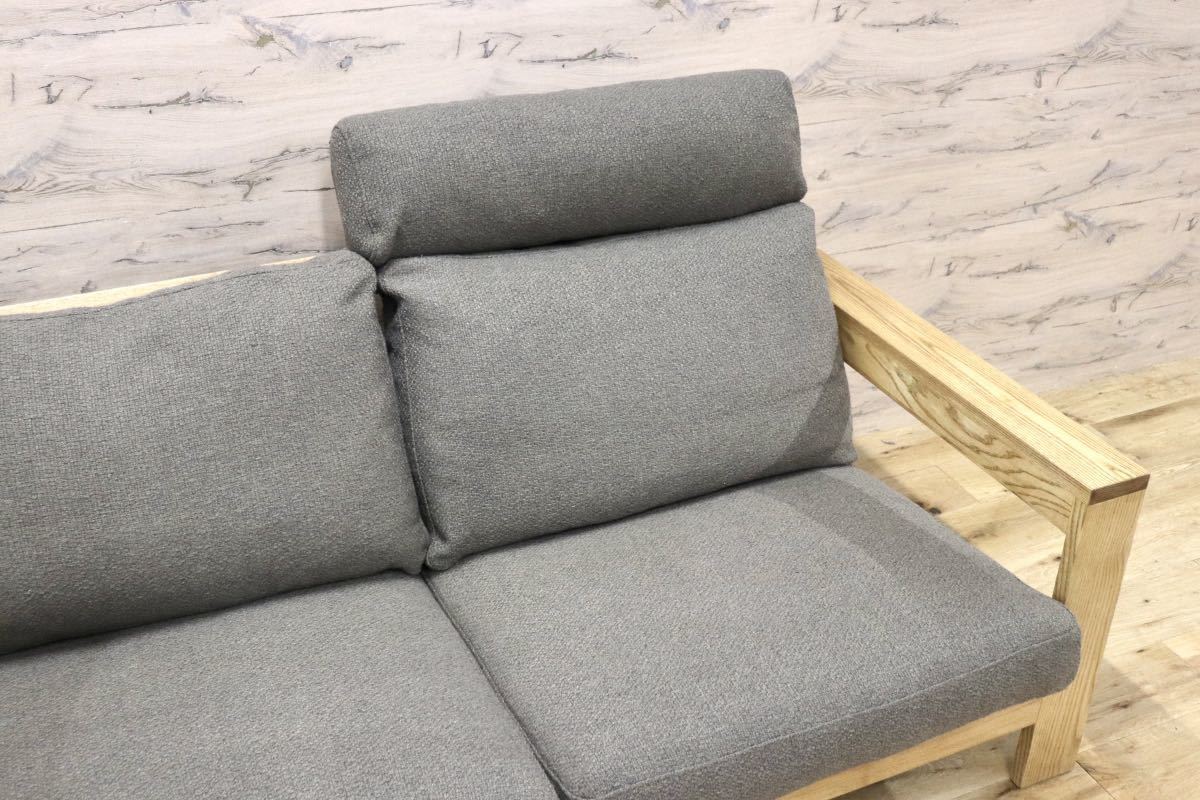 GMFK703○CRASH GATE / クラッシュゲート オーネス 2人掛けソファ ラブソファ ファブリック タモ材 ヘッドレスト 関家具 定価約15万 美品