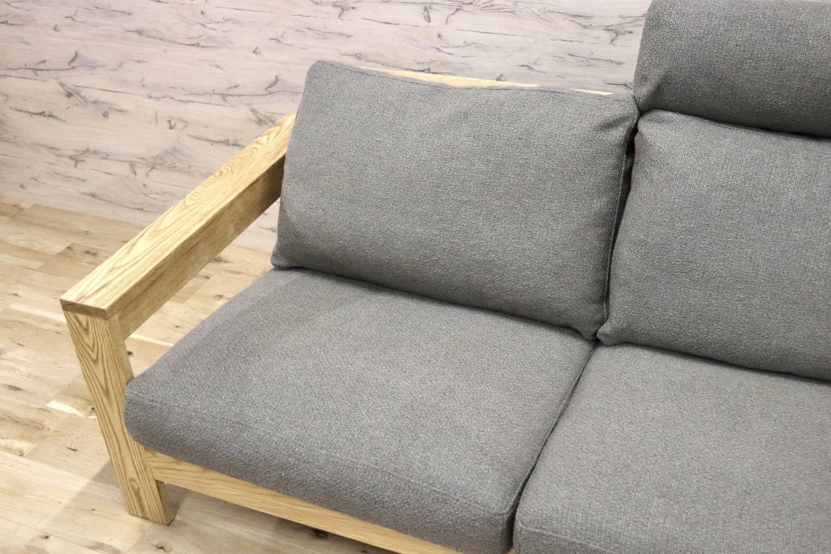 GMFK703○CRASH GATE / クラッシュゲート オーネス 2人掛けソファ ラブソファ ファブリック タモ材 ヘッドレスト 関家具 定価約15万 美品