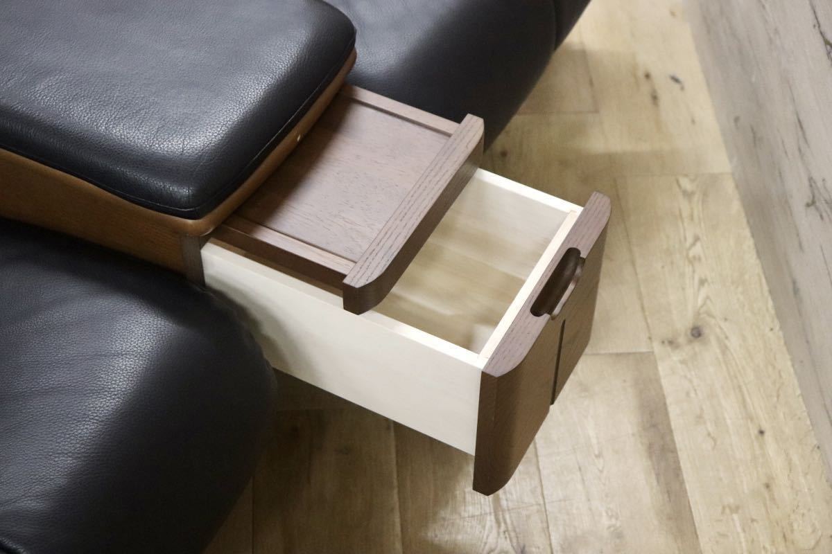 GMFS251○冨士ファニチア / FUJI FANITURE 2人掛けソファ ラブソファ リクライニングソファ 本革 国産家具 ダークグレー