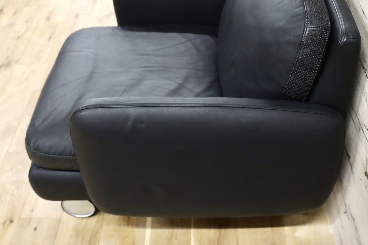 GMFF91○arflex / アルフレックス シングルソファ 1人掛けソファ ラウンジチェア 黒 本革 イタリア モダン 希少 デザイナーズ