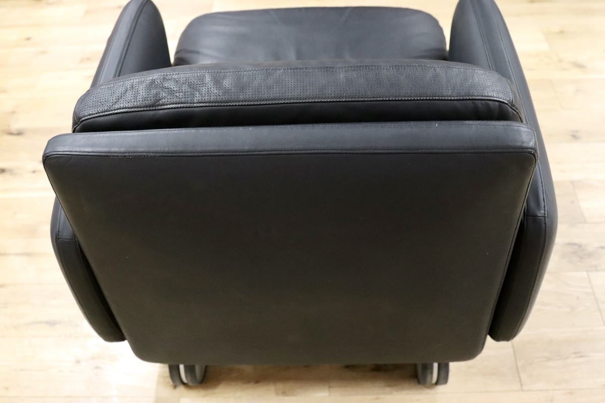 GMFF91○arflex / アルフレックス シングルソファ 1人掛けソファ ラウンジチェア 黒 本革 イタリア モダン 希少 デザイナーズ