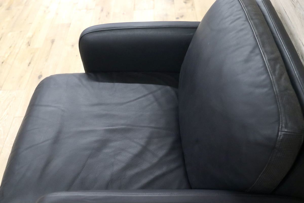 GMFF91○arflex / アルフレックス シングルソファ 1人掛けソファ ラウンジチェア 黒 本革 イタリア モダン 希少 デザイナーズ
