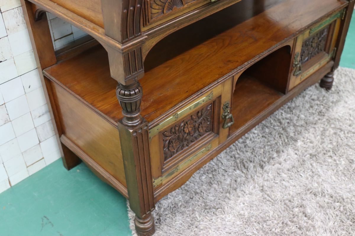 GMFH357○W Walker & Sons Bunhill Row, London 西洋 イギリス アンティーク リビングボード オーク材 クラシック 最高級 定価130万 展示品