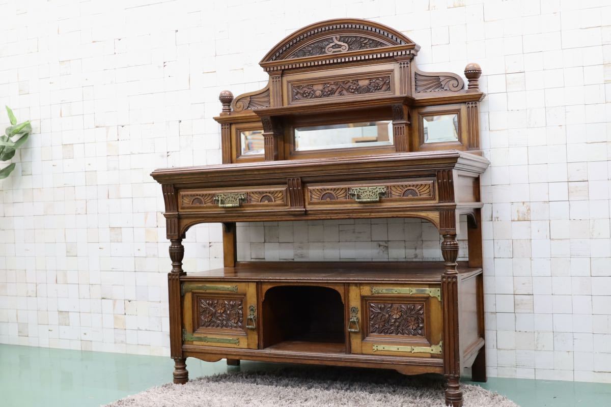 GMFH357○W Walker & Sons Bunhill Row, London 西洋 イギリス アンティーク リビングボード オーク材 クラシック 最高級 定価130万 展示品