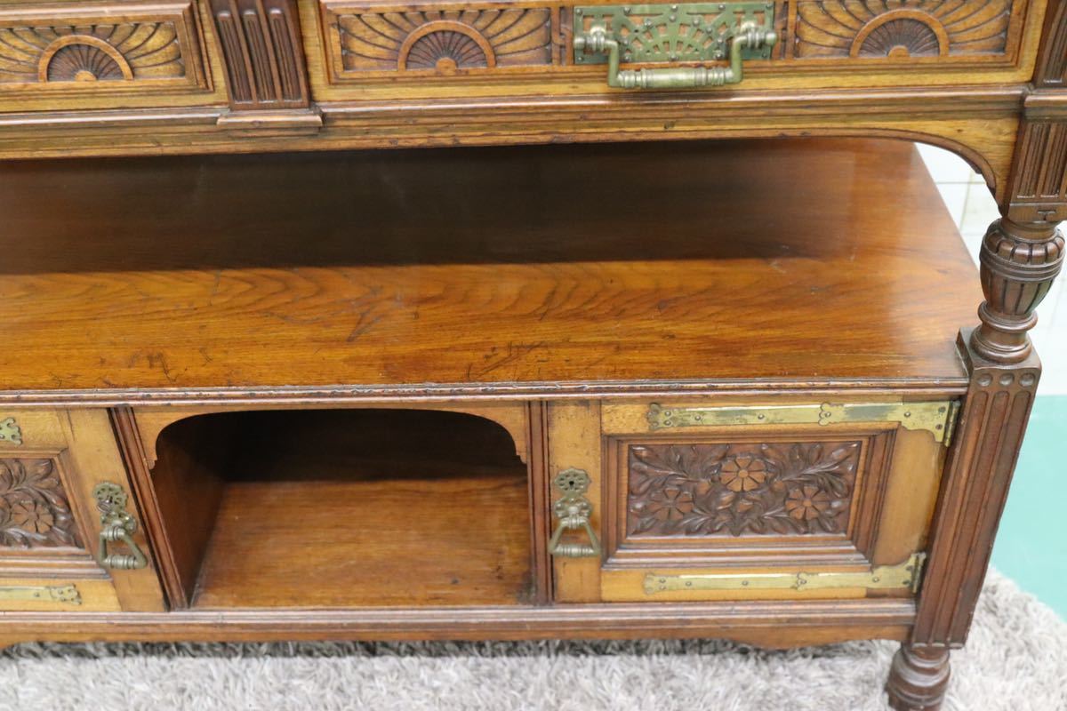 GMFH357○W Walker & Sons Bunhill Row, London 西洋 イギリス アンティーク リビングボード オーク材 クラシック 最高級 定価130万 展示品