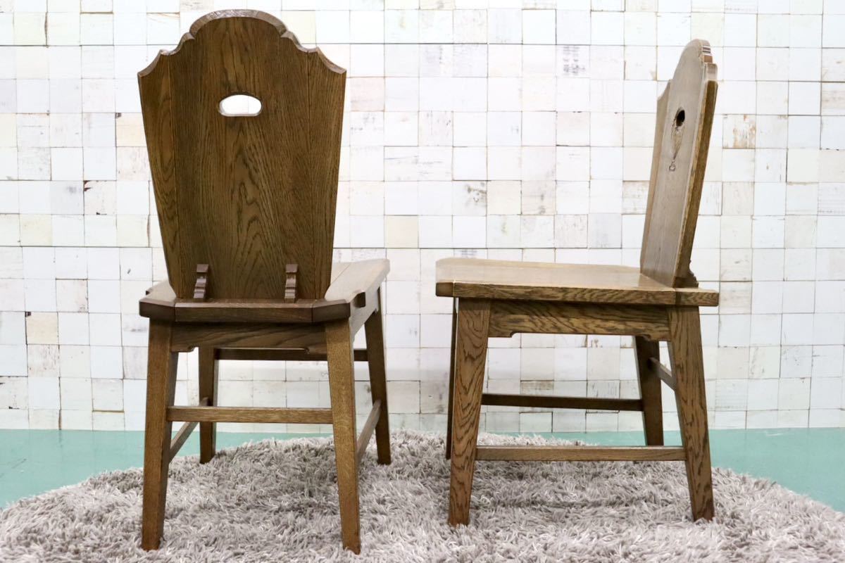 GMFH340○ダイニングチェア 食卓椅子 アームレスチェア 2脚セット カントリー オーク材 無垢 検)神戸家具 永田良介