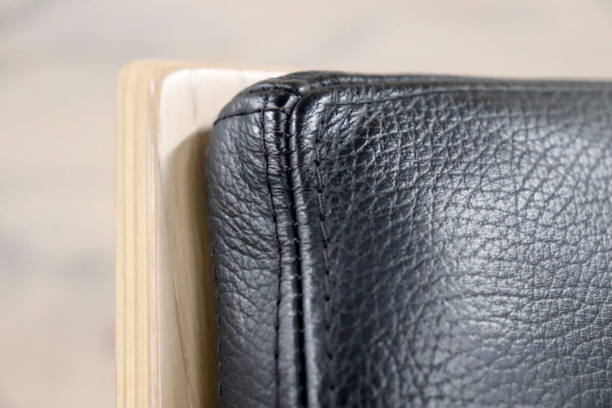 GMFS320A○北欧スタイル パーソナルチェア ラウンジチェア 回転椅子 本革 ブラック スタイリッシュ 検)北欧 デンマーク ヴィンテージ