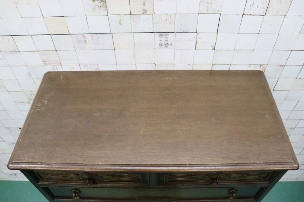 GMFT430○神戸洋家具 たかねや 6段チェスト 整理タンス 収納家具 彫刻 オーク材 クラシカル 和製ヴィンテージ アンティーク 検)永田良介