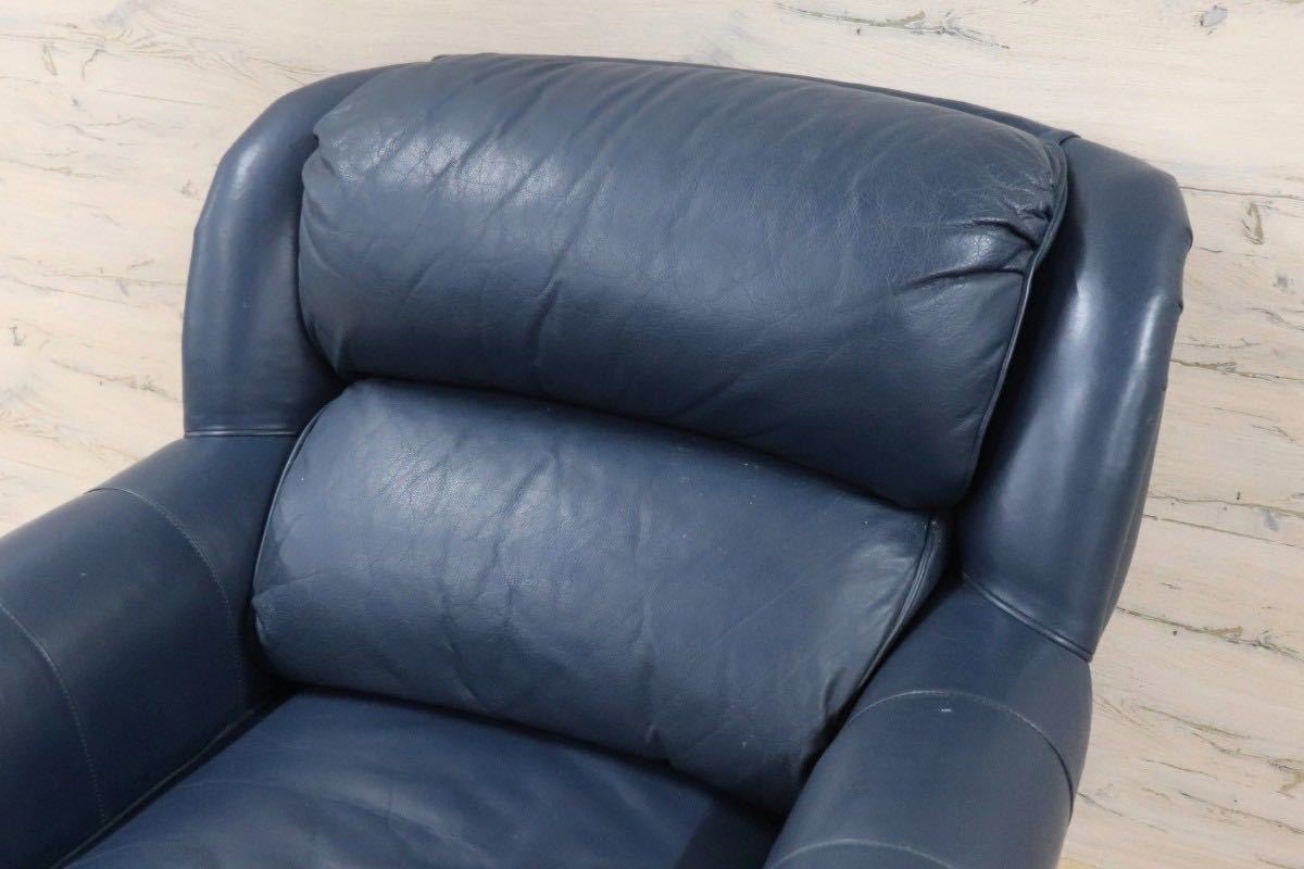 GMFK752○Hancock & Moore / ハンコック&ムーア 1人掛けソファ シングルソファ 総革 濃紺 ホワイトハウス御用達 IDC大塚家具 定価約90万