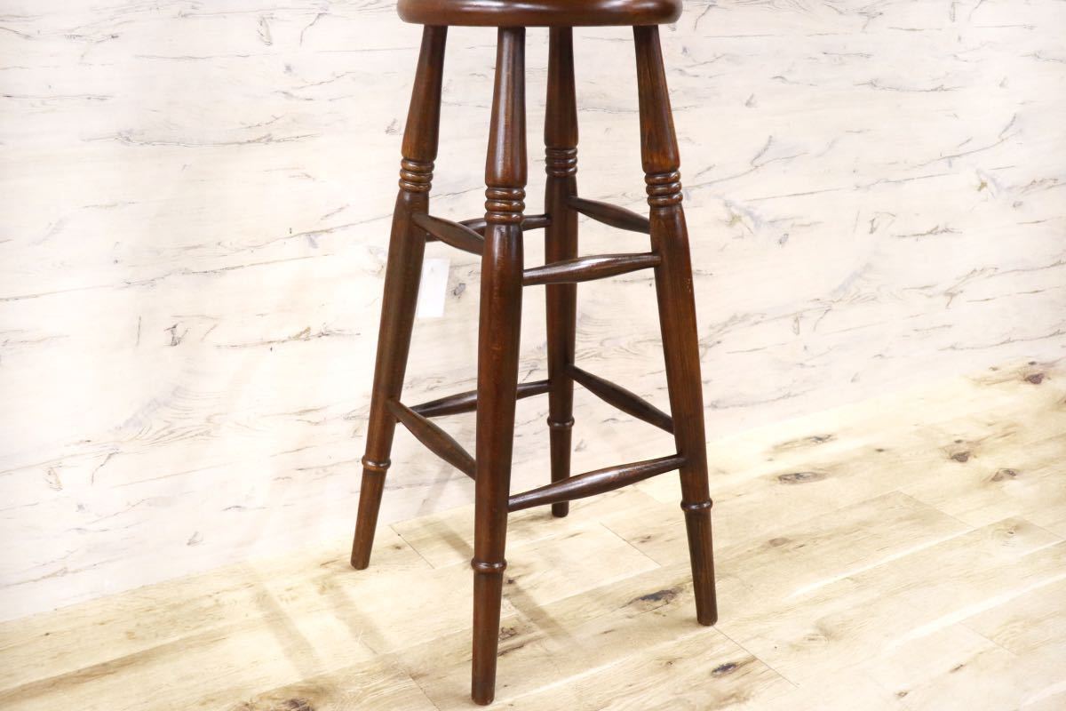 GMFH390○西洋 イギリス アンティーク スツール ハイスツール ダイニングチェア 椅子 腰掛 定価約3.5万 展示品