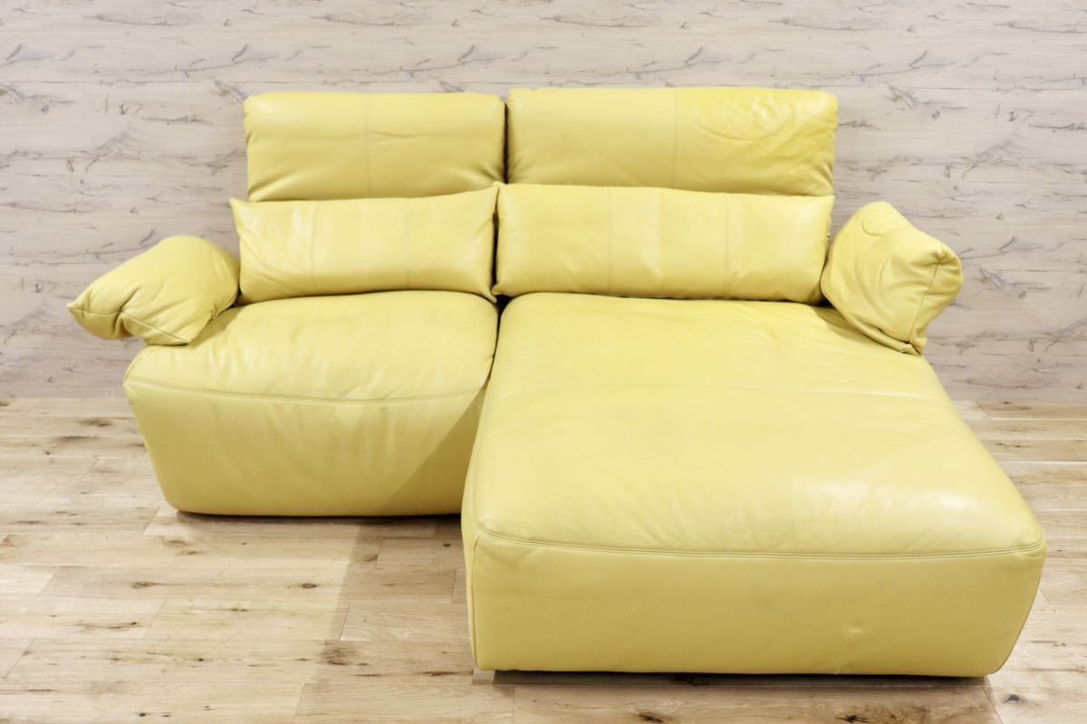 GMFK759○KOINOR / コイノール ドイツ製 最高級 カウチソファ 2.5人掛けソファ ラブソファ ワイドソファ 本革 イエロー モダン 約80万
