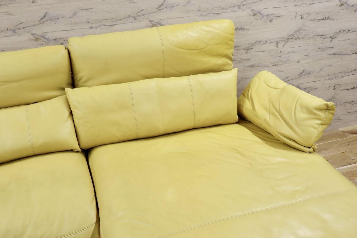 GMFK759○KOINOR / コイノール ドイツ製 最高級 カウチソファ 2.5人掛けソファ ラブソファ ワイドソファ 本革 イエロー モダン 約80万