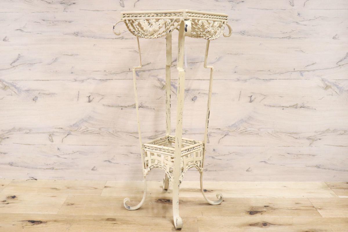 GMFH386○イタリア製 花台 飾り台 シャビー 電話台 西洋 アンティーク ベージュ 展示品