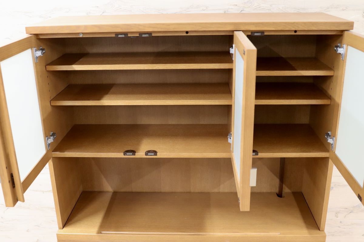 GMFH395○シラカワ / shirakawa 食器棚 キッチンボード キャビネット リビングボード 水屋棚 無垢 オーク材 飛騨家具 定価約28万