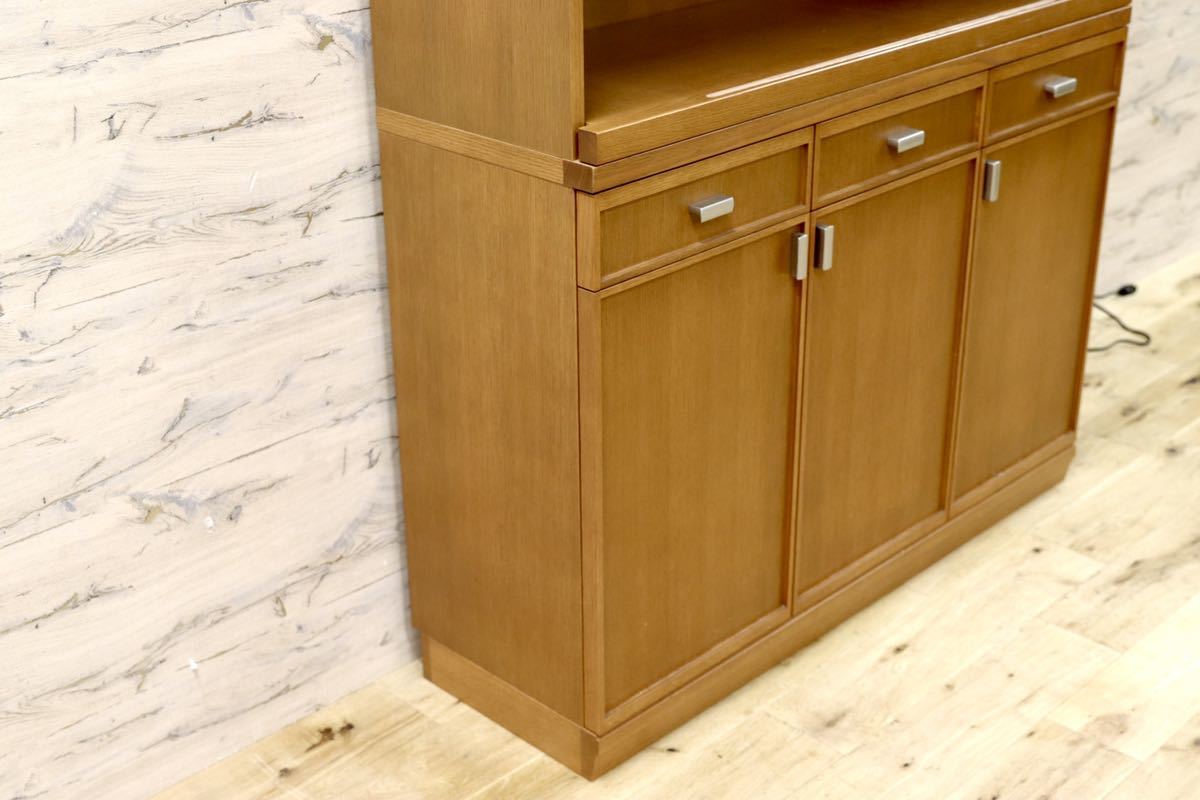 GMFH395○シラカワ / shirakawa 食器棚 キッチンボード キャビネット リビングボード 水屋棚 無垢 オーク材 飛騨家具 定価約28万