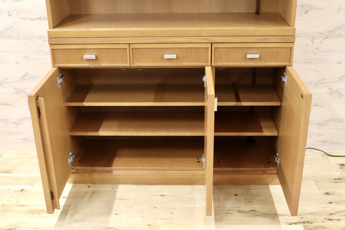 GMFH395○シラカワ / shirakawa 食器棚 キッチンボード キャビネット リビングボード 水屋棚 無垢 オーク材 飛騨家具 定価約28万