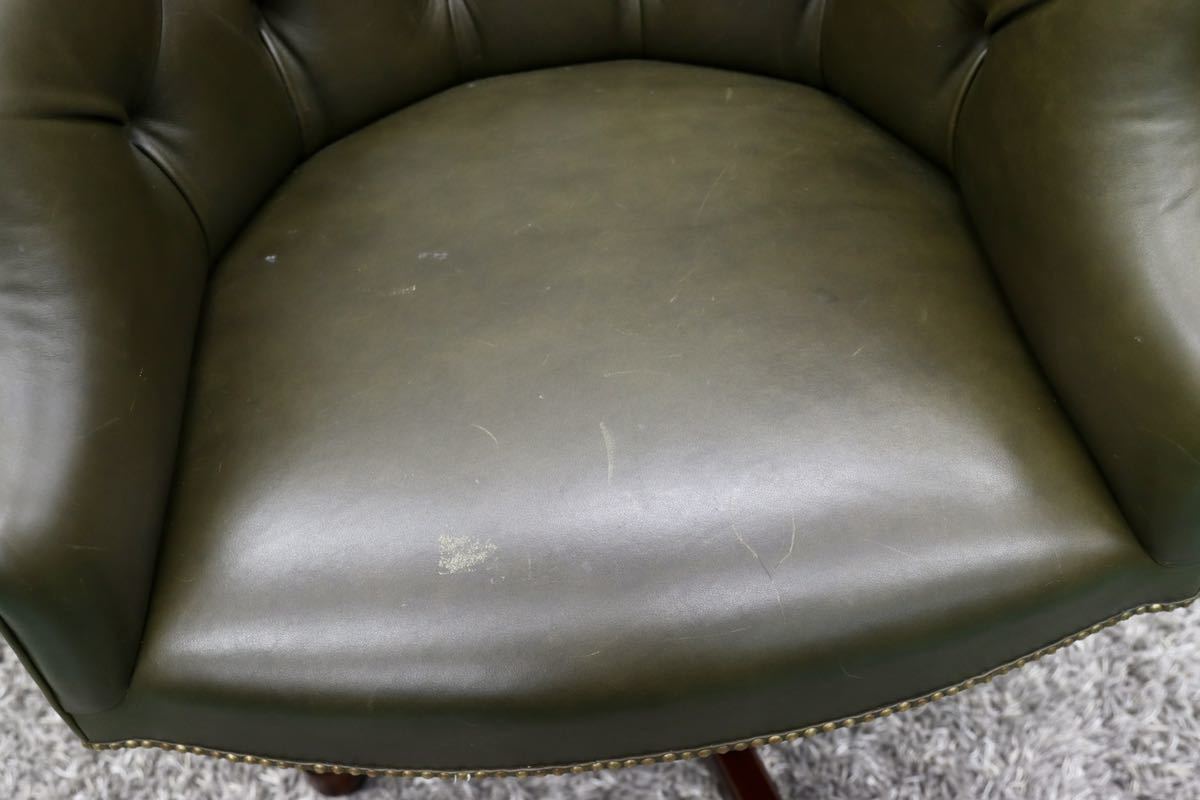 GMFF93○jansen / ジャンセン メゾン・ド・マルシェ デスクチェア 書斎椅子 エグゼクティブチェア 総革 鋲打ち クラシック 定価約45万