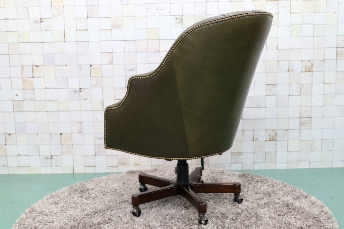 GMFF93○jansen / ジャンセン メゾン・ド・マルシェ デスクチェア 書斎椅子 エグゼクティブチェア 総革 鋲打ち クラシック 定価約45万