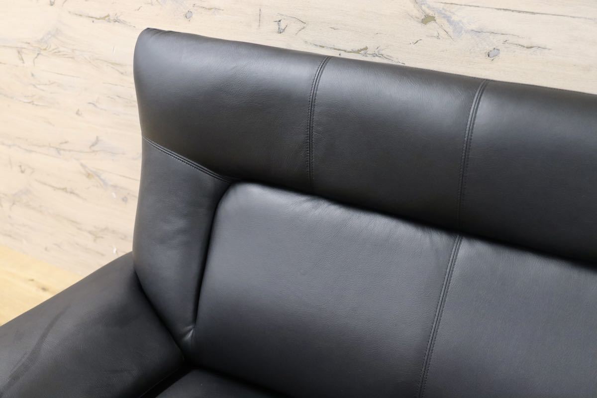 GMFN283○アサヒ 2人掛けソファ ラブソファ 2シーター 黒 合皮 長椅子 リビング チェア 展示品 検)カリモク チターノ