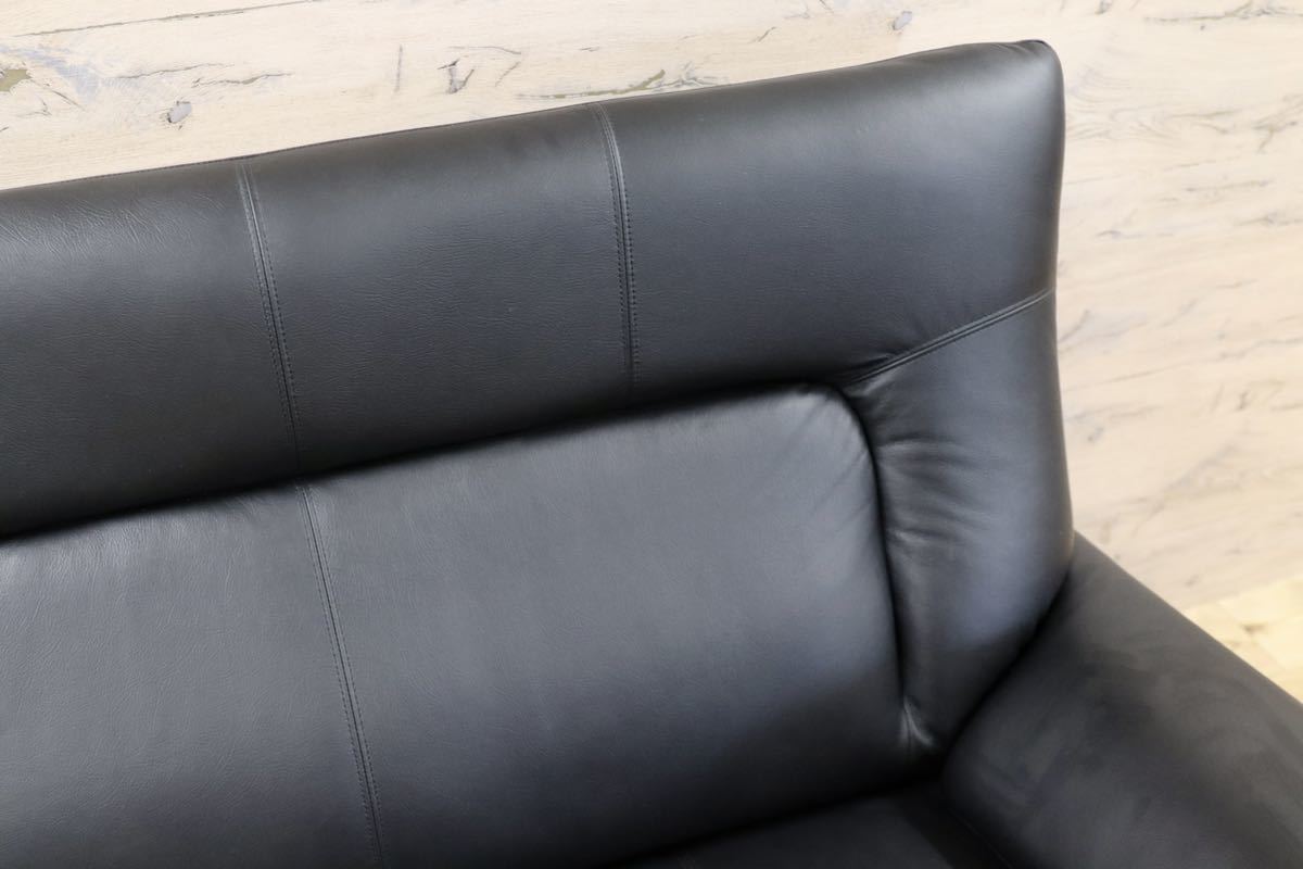 GMFN283○アサヒ 2人掛けソファ ラブソファ 2シーター 黒 合皮 長椅子 リビング チェア 展示品 検)カリモク チターノ