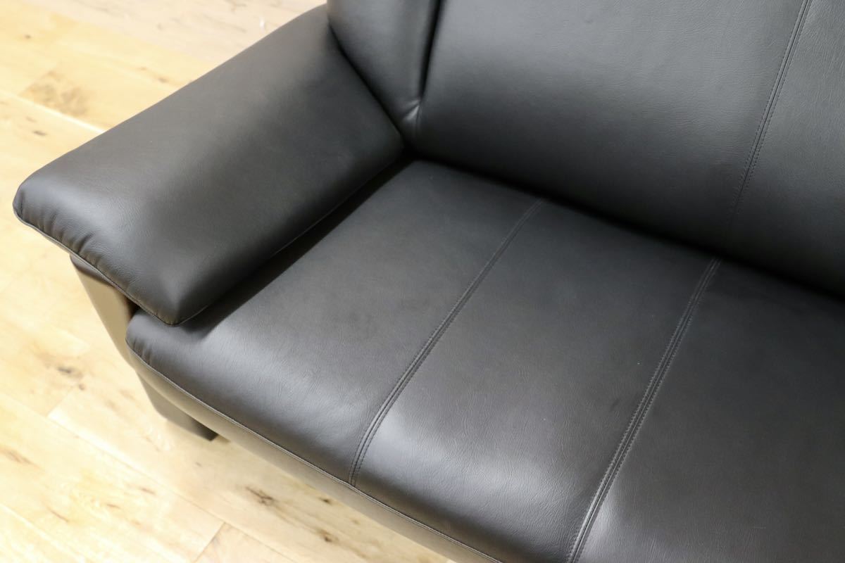 GMFN283○アサヒ 2人掛けソファ ラブソファ 2シーター 黒 合皮 長椅子 リビング チェア 展示品 検)カリモク チターノ