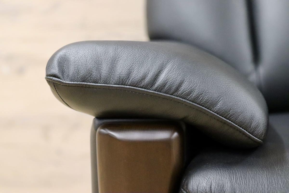 GMFN283○アサヒ 2人掛けソファ ラブソファ 2シーター 黒 合皮 長椅子 リビング チェア 展示品 検)カリモク チターノ