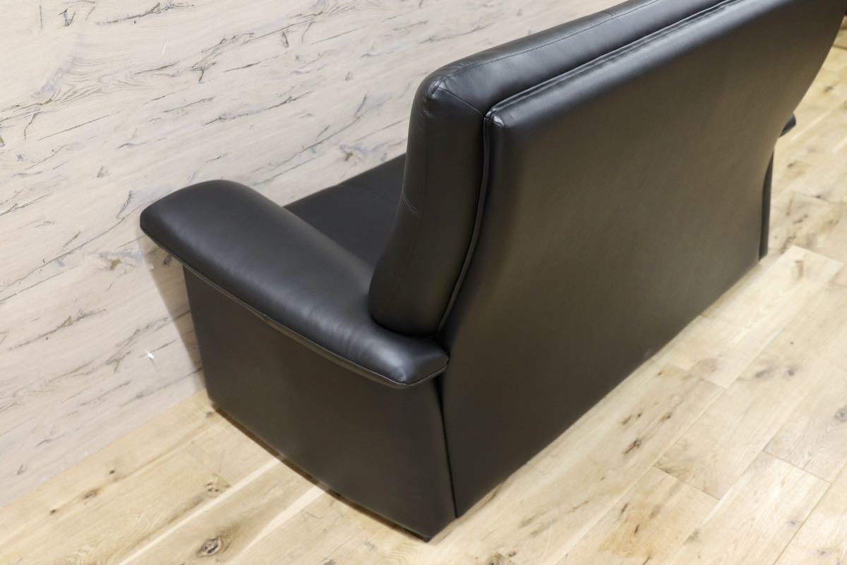 GMFN283○アサヒ 2人掛けソファ ラブソファ 2シーター 黒 合皮 長椅子 リビング チェア 展示品 検)カリモク チターノ