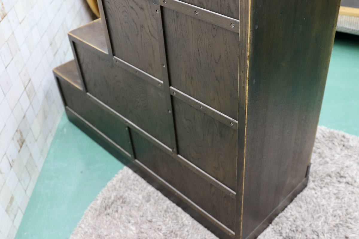 GMFS392○飛騨産業 / HIDA PROVINCIAL プロヴィンシャル 階段箪笥 サイドボード リビングボード オーク無垢材 最高級 現行定価94万 美品