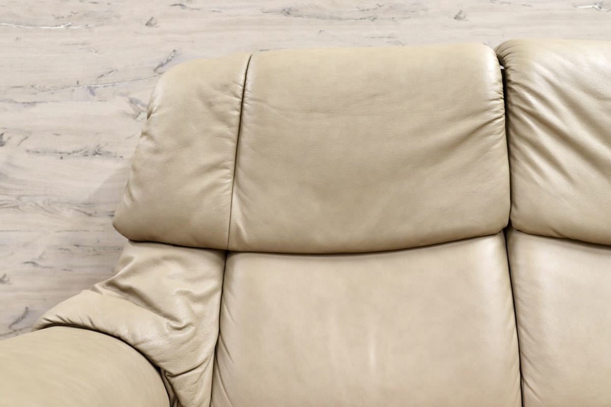 GMFH438○EKORNES / エコーネス エルドラド 2人掛けソファ ラブソファ 北欧 ノルウェー ベージュ 総革 最高級 定価約62万 美品
