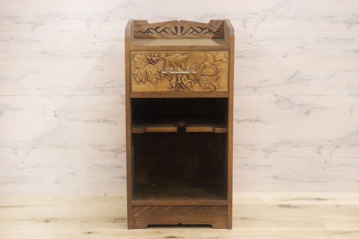 GMFK778○アンティーク調 レトロ 電話台 FAX台 花台 飾り台 彫刻 クラシック 木製