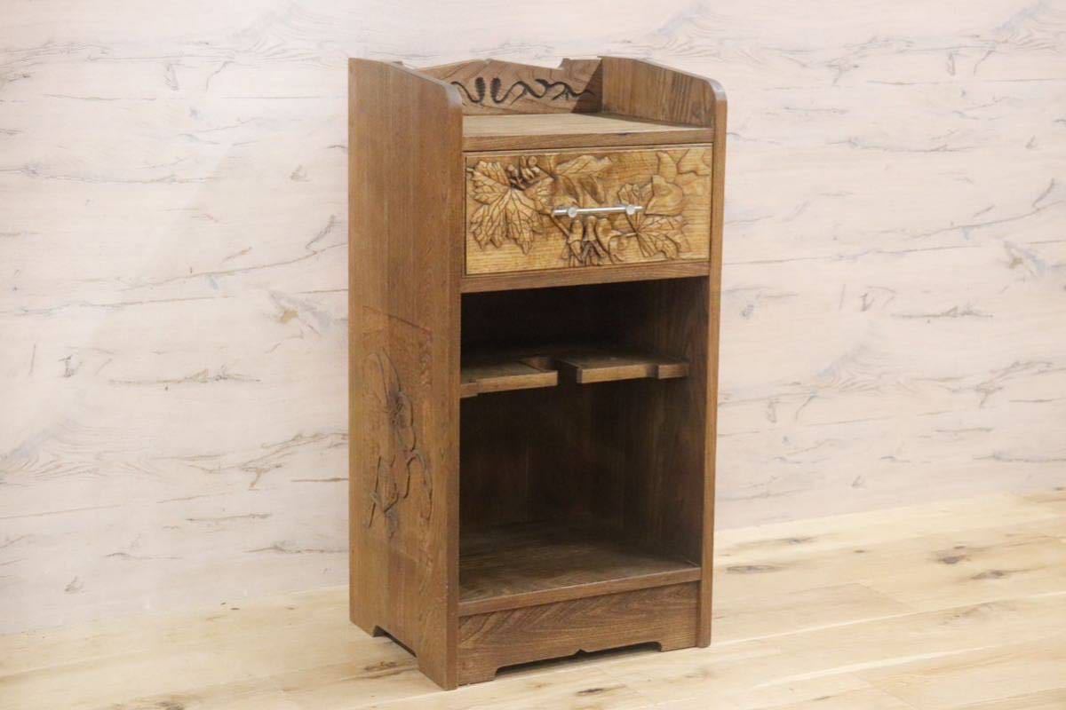 GMFK778○アンティーク調 レトロ 電話台 FAX台 花台 飾り台 彫刻 クラシック 木製