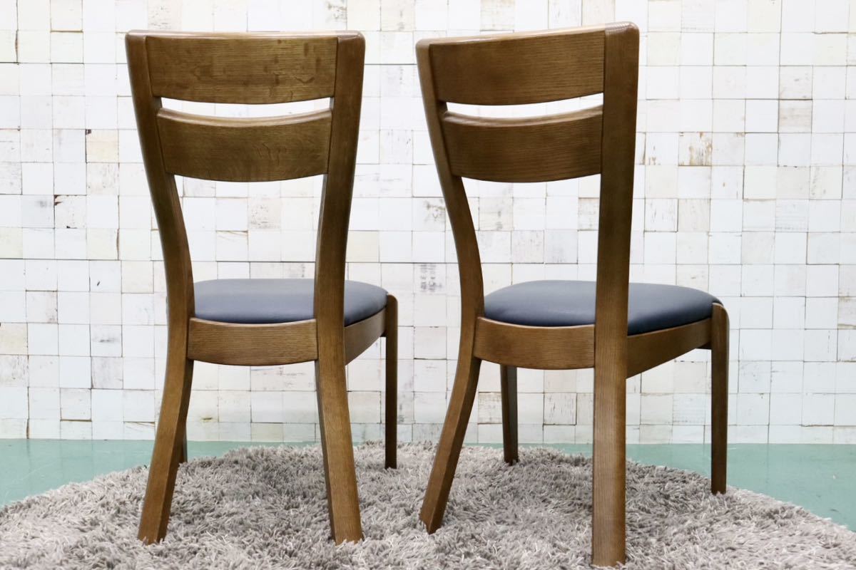 GMFS386○シラカワ / shirakawa S-705 ダイニングチェア アームレスチェア 椅子 2脚セット 合皮 楢材 曲木 和モダン レトロ 飛騨家具