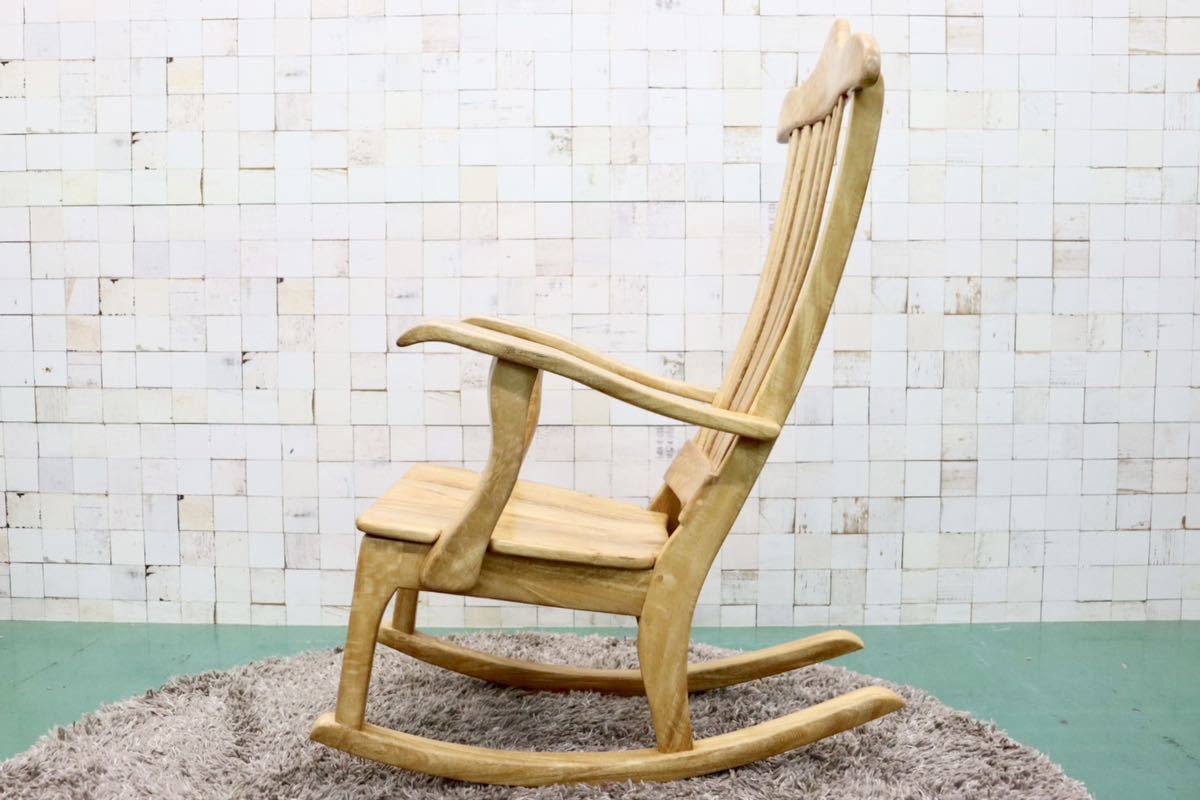 GMFS378○ハワイアン家具 ロッキングチェア 揺り椅子 デッキチェア 天然木 無垢材 アウトドア リゾート カントリー 輸入家具 展示品