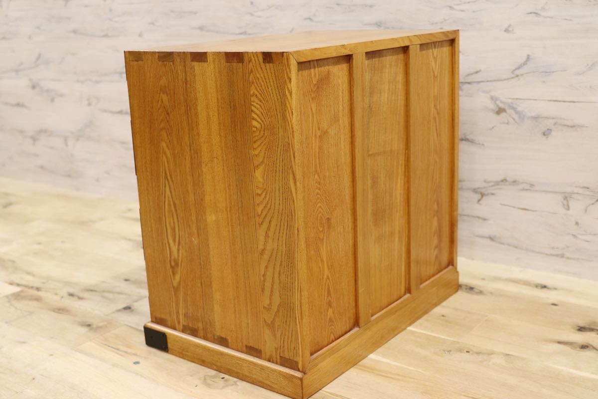 GMFS365○薬箱 小引き出し 収納家具 無垢材 楢材 昭和レトロ 小箪笥 時代箪笥 小物入れ アンティーク 工房家具