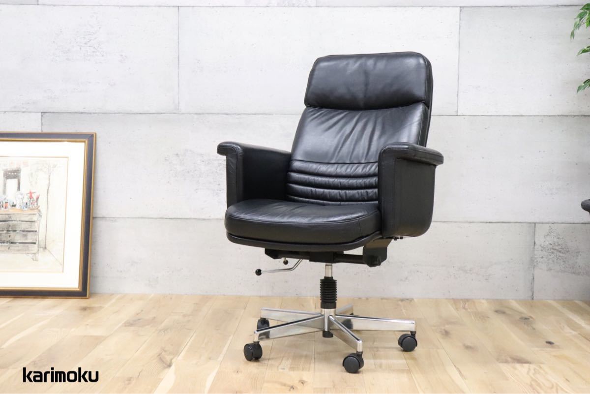 GMDN12J ○ karimoku / カリモク 最高級 総革 デスクチェア 社長椅子  