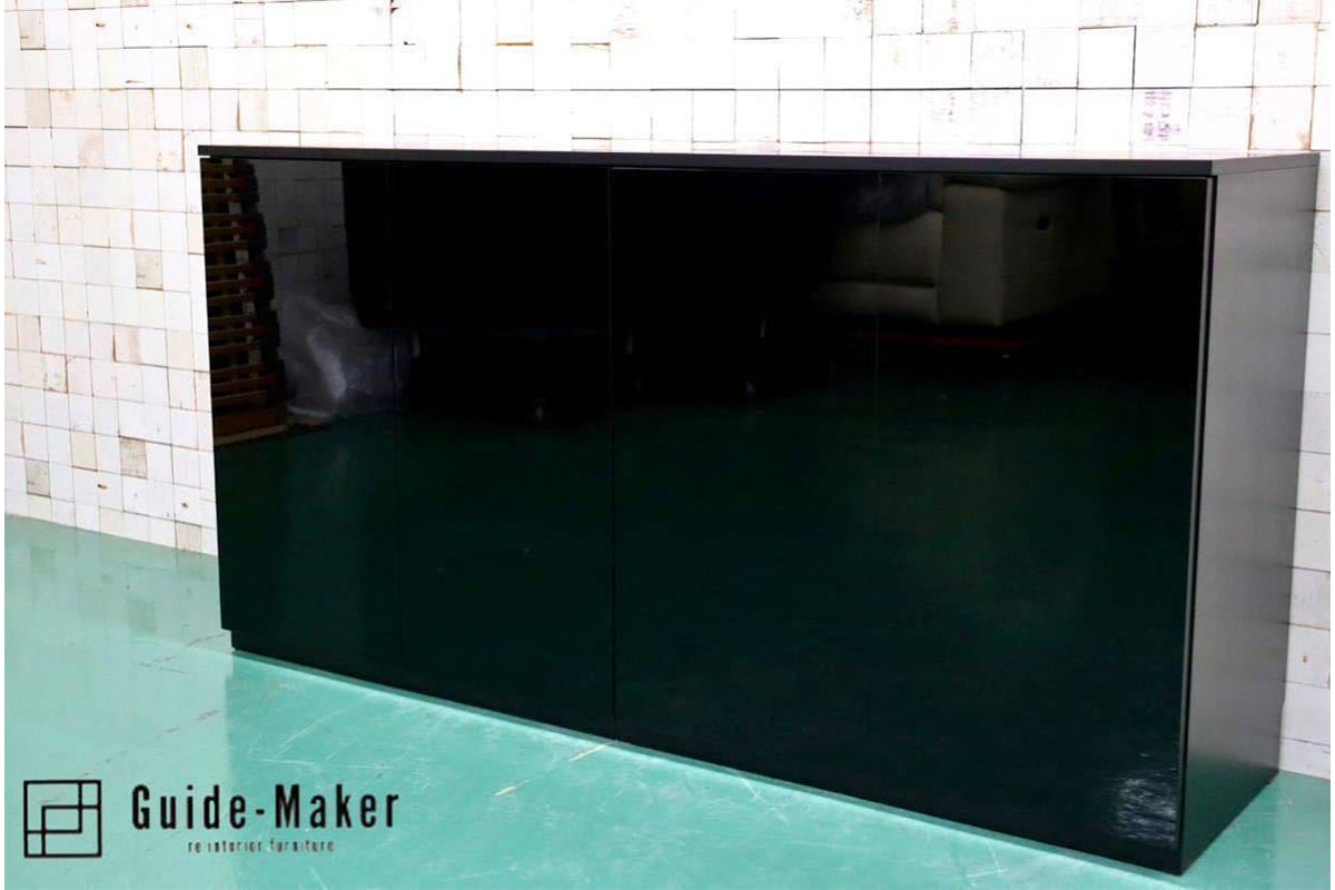 GMFS165○IDC大塚家具 エディス サイドボード ガラスキャビネット リビングボード ブラック 松永家具 モダン 定価約23万