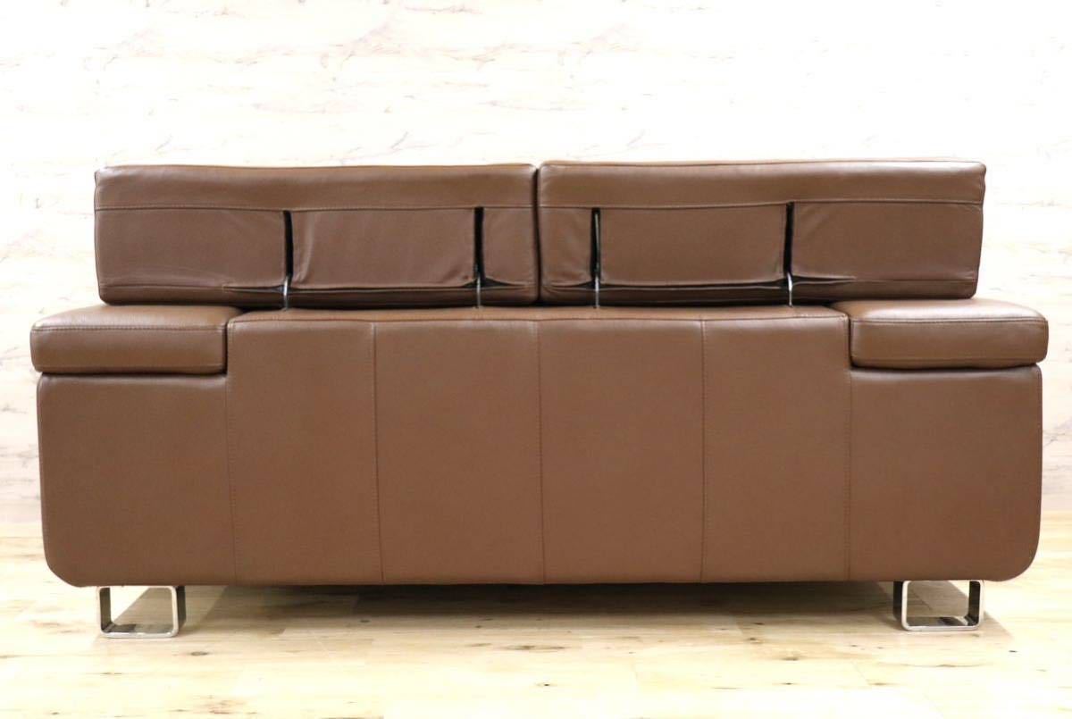 GMFN251○KELVIN GIORMANI / ケルビンジョルマーニ Luxury Sofas ラグジュアリーソファ 2人掛けソファ オットマン 総革 ブラウン 展示品