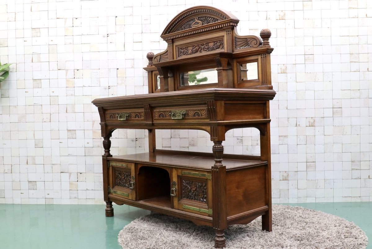 GMFH357○W Walker & Sons Bunhill Row, London 西洋 イギリス アンティーク リビングボード オーク材 クラシック 最高級 定価130万 展示品