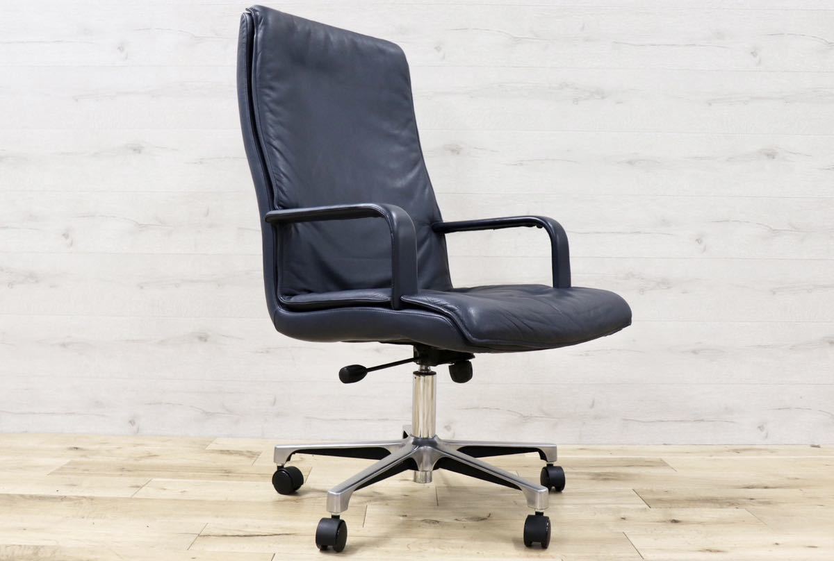 GMFK366A○mobilia / モビリア Alfred Kill International エグゼクティブチェア デスクチェア ハイバック 本革 希少 ヴィンテージ 約40万