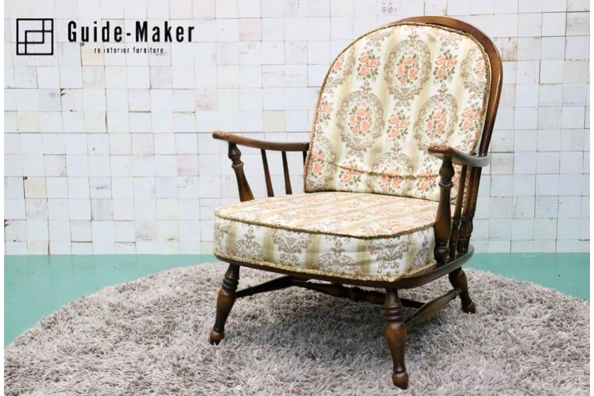 GMFH339○飛騨産業 / HIDA キツツキ アームチェア ラウンジチェア 1人掛けソファ シングルソファ レトロ カントリー ノスタルジック 椅子