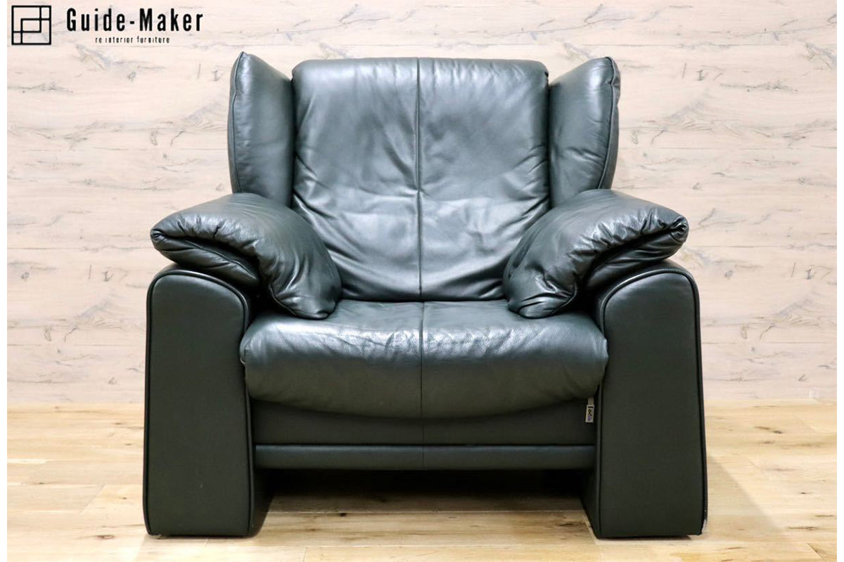 GMFH313A○erpo / エルポ Atlanta アトランタ 1人掛けソファ リクライニングソファ 総革 深緑 ドイツ フランスベッド 定価約38万